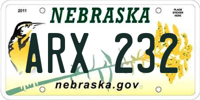 NE license plate ARX232