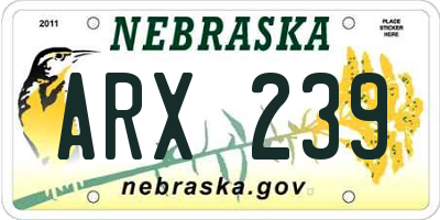 NE license plate ARX239