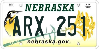 NE license plate ARX251