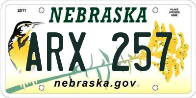 NE license plate ARX257