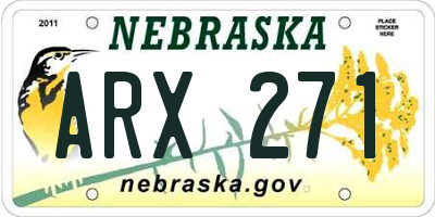 NE license plate ARX271