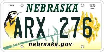 NE license plate ARX276