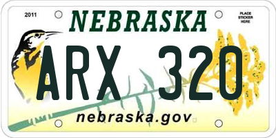 NE license plate ARX320