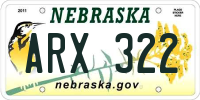 NE license plate ARX322