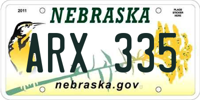 NE license plate ARX335