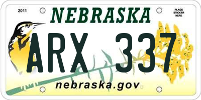 NE license plate ARX337