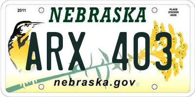 NE license plate ARX403