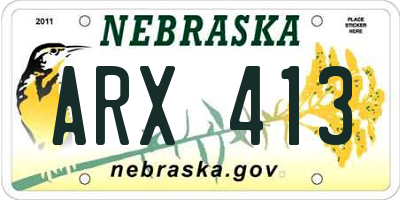 NE license plate ARX413