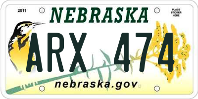 NE license plate ARX474