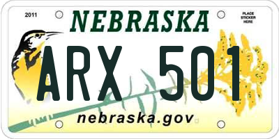 NE license plate ARX501