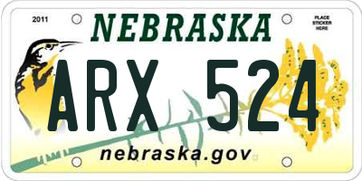 NE license plate ARX524