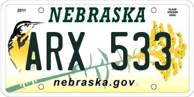NE license plate ARX533