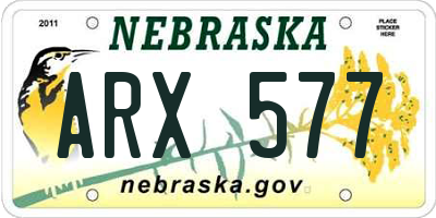 NE license plate ARX577