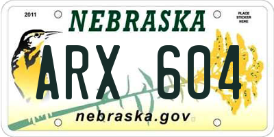 NE license plate ARX604