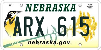 NE license plate ARX615