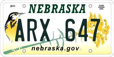 NE license plate ARX647