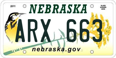 NE license plate ARX663