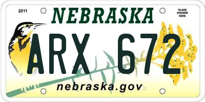 NE license plate ARX672