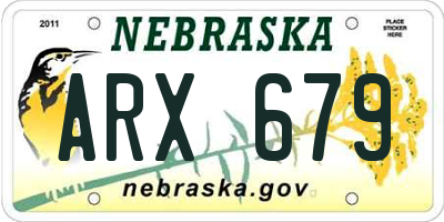 NE license plate ARX679