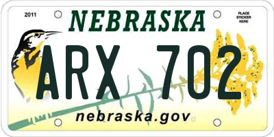 NE license plate ARX702