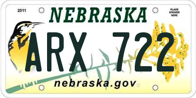 NE license plate ARX722