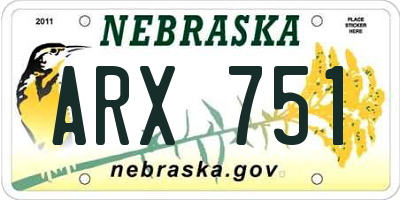 NE license plate ARX751