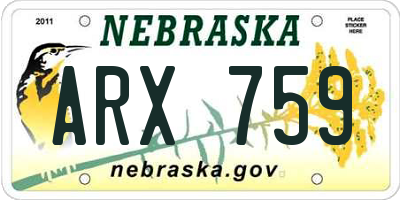 NE license plate ARX759