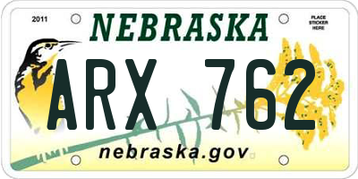 NE license plate ARX762