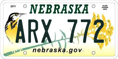 NE license plate ARX772