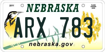 NE license plate ARX783