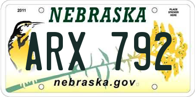 NE license plate ARX792