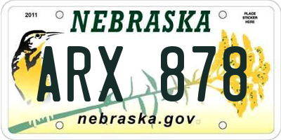 NE license plate ARX878