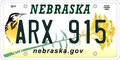 NE license plate ARX915