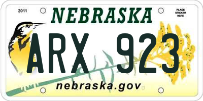 NE license plate ARX923