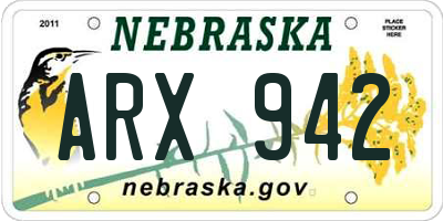 NE license plate ARX942