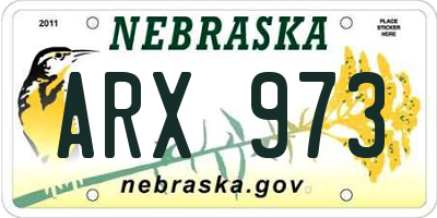 NE license plate ARX973