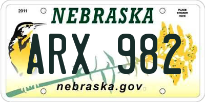 NE license plate ARX982