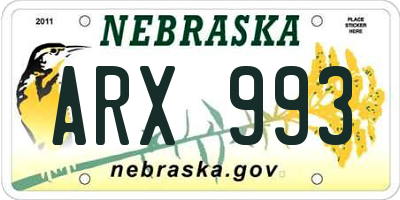 NE license plate ARX993