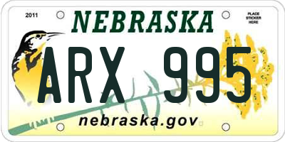 NE license plate ARX995
