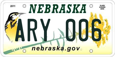 NE license plate ARY006