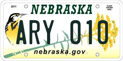 NE license plate ARY010