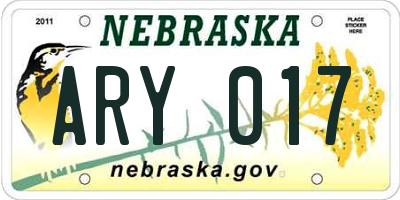 NE license plate ARY017