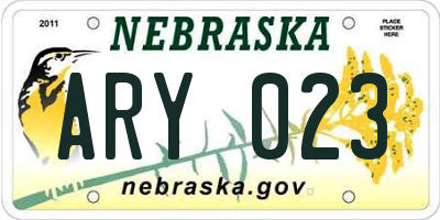 NE license plate ARY023