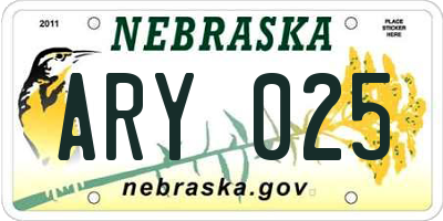 NE license plate ARY025