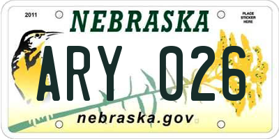 NE license plate ARY026
