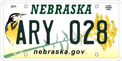 NE license plate ARY028