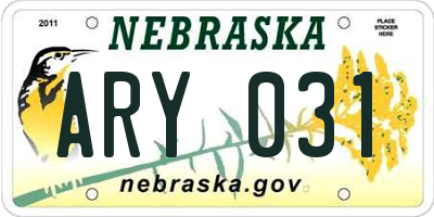 NE license plate ARY031
