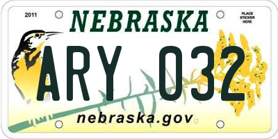 NE license plate ARY032