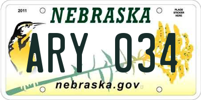 NE license plate ARY034