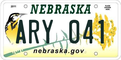 NE license plate ARY041